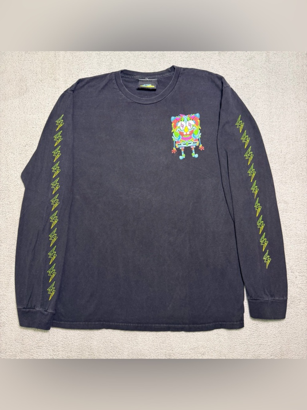 J Balvin X Louis De Guzman SpongeBob T Shirt Mens L Black Long Sleeve Streetwear